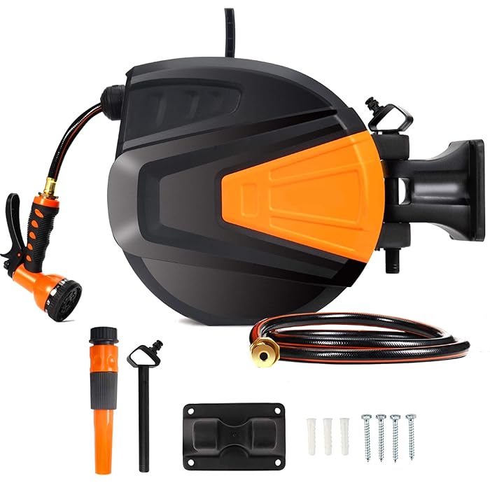 Buy Ayleid Retractable Garden Hose Reel,3/8 in x 66 ft Wall Mounted Hose Reel, with 9 Function