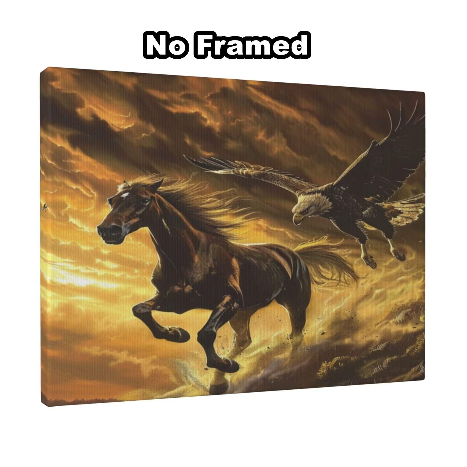 Kit per pittura con numeri per adulti, aquila, cavallo pittura con numeri per principianti, pittura acrilica con 6 pennelli, pittura ad olio per decorazione da parete, 100 x 75 cm, senza cornice)