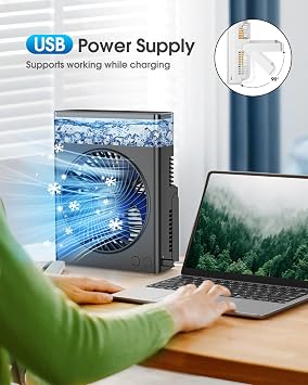 Misting Fan Portable, 16000mAh 8-Inch Rechargeable Battery Operated Fan with 600mL Water Tank, Cooling Desk Misting Fans for Outside, Perfect Quite Mist Water Spray Fans for Home Office Camping Patio