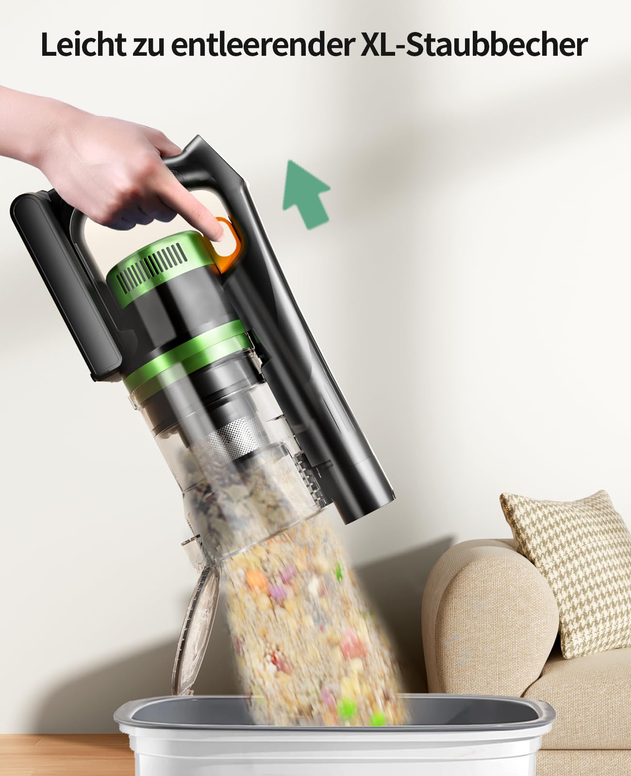 SunSare Akku Staubsauger Kabellos 600W/50000Pa/65Min, Akkustaubsauger mit HD Display, Aromatherapie，Anti Haar Wrap，Ultraleise kabelloser Staubsauger für Tierhaare/Teppiche/Hartböden/Auto