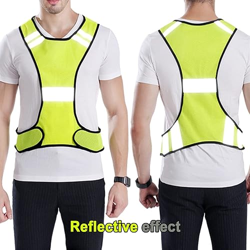 Miniatura 2 de Chaleco reflectante para correr nocturna con correa ajustable y agujeros transpirables, chaleco de seguridad ultraligero con alta visibilidad de 360