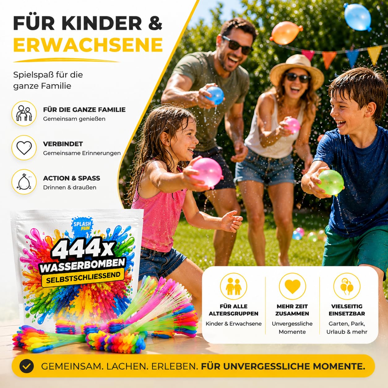 444 bombe ad acqua colorate, autosigillanti, riempibili estremamente rapidamente, per bambini e adulti, palloncini