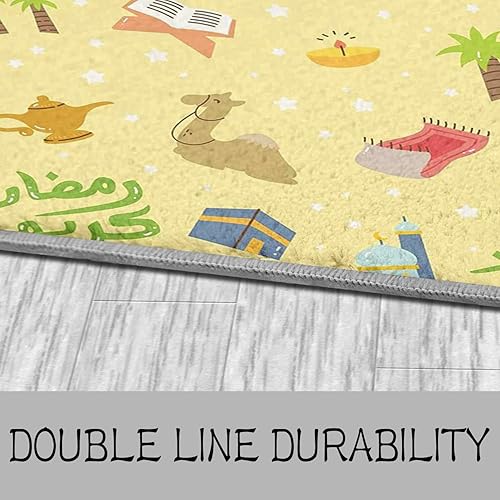 Miniatura 5 de Alfombra de área lavable de 2 x 3 pulgadas, alfombra de acento suave para sala de estar, comedor, alfombra de microfibra de dibujos animados camello