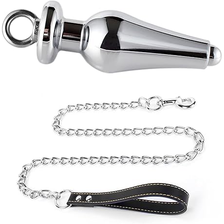 Anal Butt Plug Stainless Steel Hollow Anus Plug with Leash Chain Dilator Expender for Cleansing