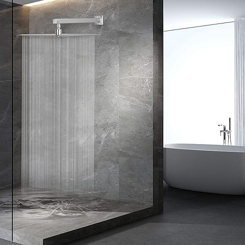 Miniatura 6 de NearMoon Brazo de ducha de 16 pulgadas, extensor de extensión de cabezal de ducha de lluvia, con brida y cinta de teflón, hecho de acero inoxidable