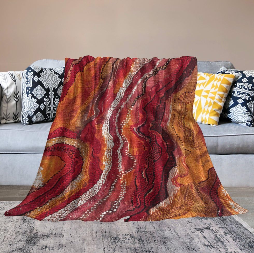 Couverture micro polaire flanelle rouge orange douce 152x203 cm