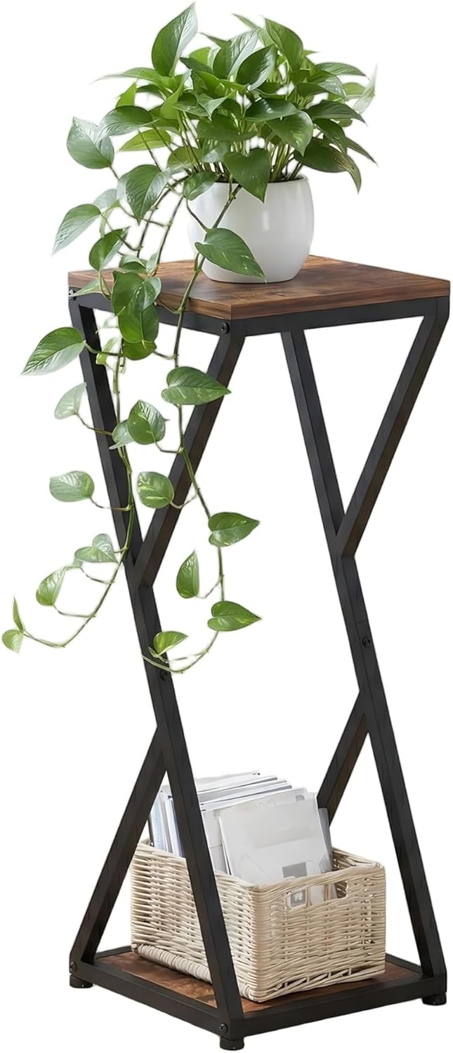 2-Tier Tall Plant Stand Indoor, 32.5" Corner Plant Stands for Indoor Plants Multiple, Small End Table for Living Room, Corner Side Table for Home Decor