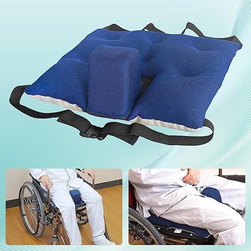 Miniatura 7 de Cojín antideslizante para silla de ruedas con cuña y cinturón de seguridad para mayor comodidad y estabilidad, diseñado para aliviar la presión,