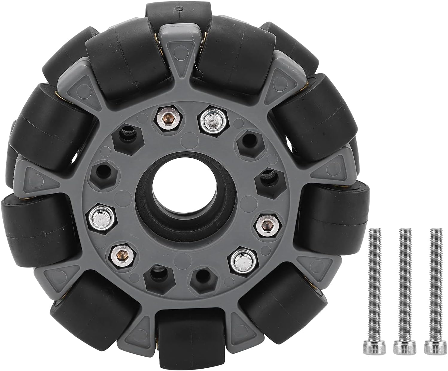 100mm Double Plastic Omni Directional Wheel, 20KG Loading Capacity, Nylon with Rubber Rollers, Brass Tube Bearings, for Robot Racing Wheel 14049, 360° Movement and Rotation,