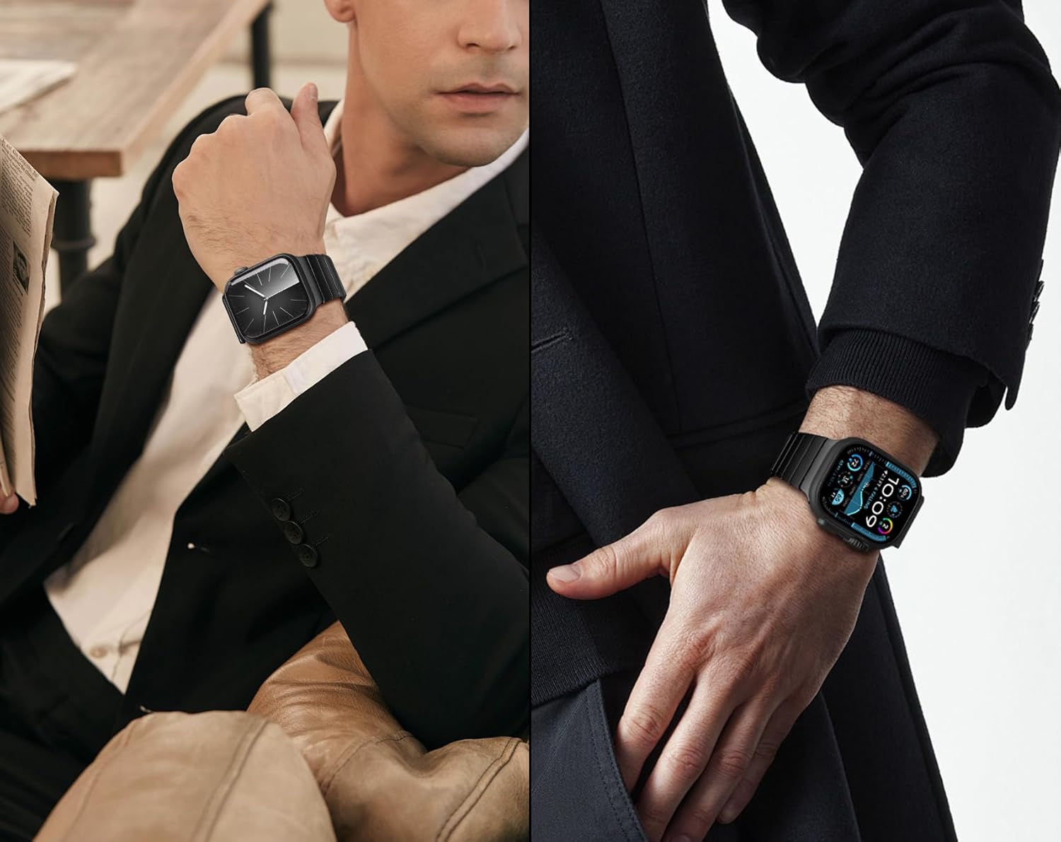 iiteeology Compatible with Apple Watch Bands 46mm/49mm/45mm/44mm/42mm/41mm/40mm, Luxury Stainless Steel Link Bracelet for Apple Watch Ultra 3/Ultra2/Series 1-11, 1 Bead - Image 6