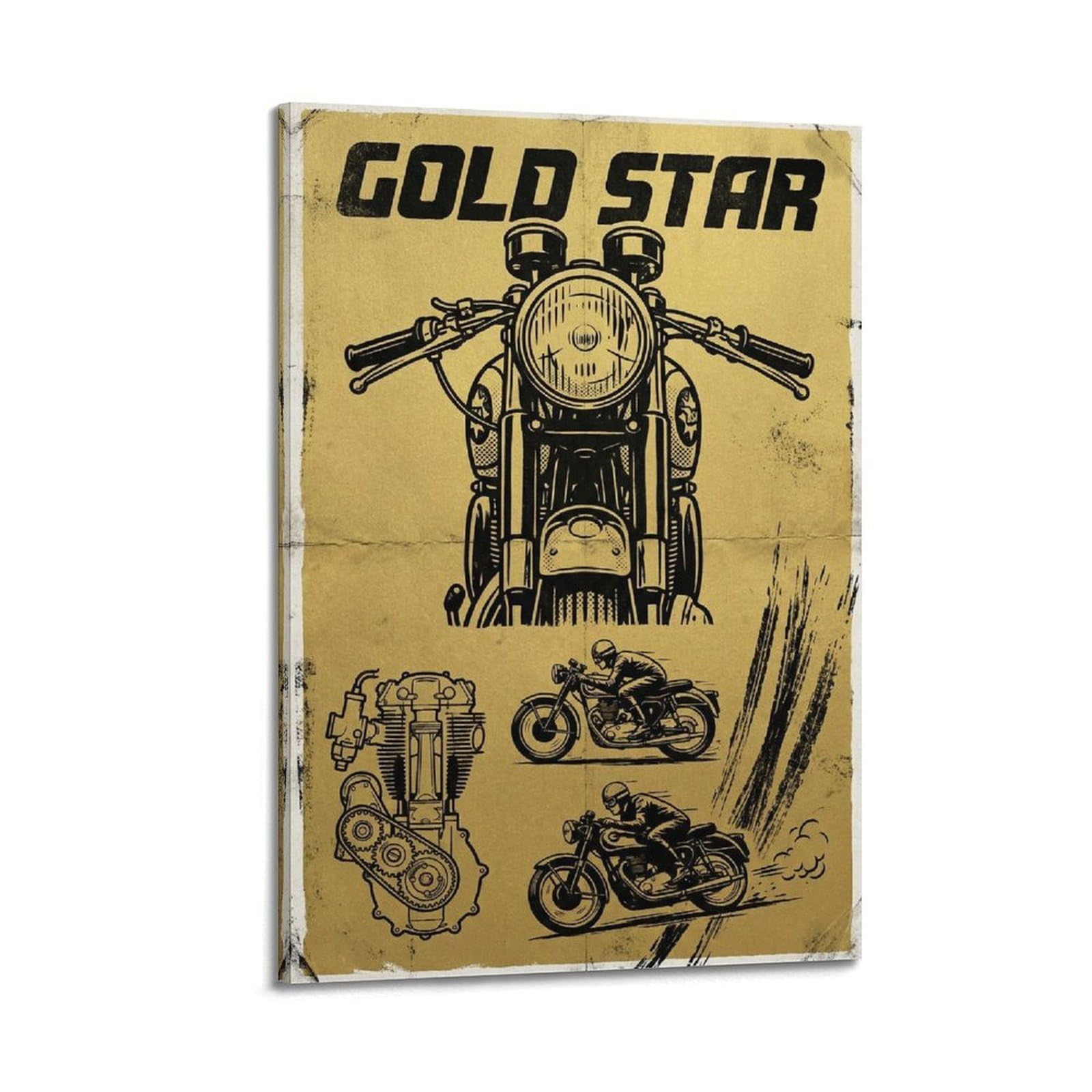 XKUGA Poster con stampa su tela classica con moto Gold Star DBD34, stile vintage, stile vintage, decorazione artistica da parete moderna, ideale per la famiglia, la grotta degli uomini, la sala giochi
