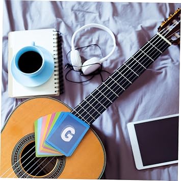 SOLUSTRE 49pcs Guitar Chord Scale Chart for Beginners and Kids, Easy to Read and Collect, Coated Paper Practice Charts Suitable for Acoustic and Electric Guitars