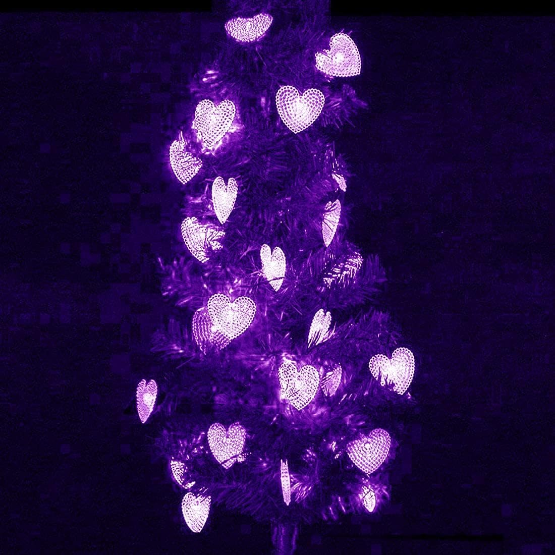 Solar Heart-Shaped Lights,WONFAST Waterproof 16.4ft 20LED Ambiance Lighting Solar Powered Fairy String Lights for Indoor Outdoor Garden Home Wedding Party Valentines Day Christmas Decoration (Purple)