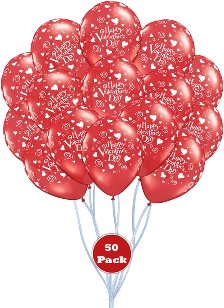 PMU 100 Pcs 11 Inch Heart Balloons Valentine’s Day Latex Balloons Decoration for Romantic Valentine's Day Wedding Bridal Shower Anniversary Engagement Party Supplies