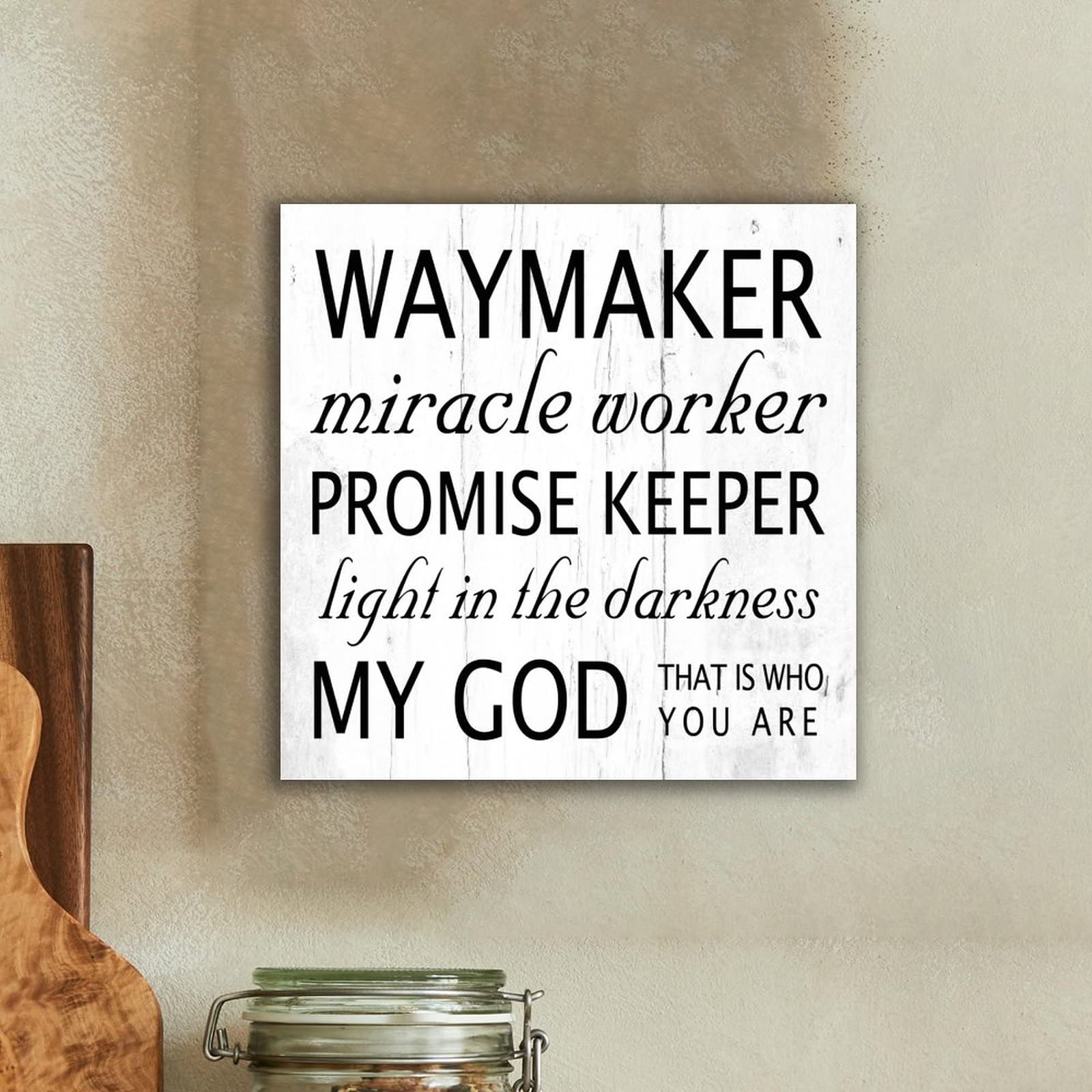 Stampa Artistica Religiosa Con Cornice "Waymaker Miracle Worker Promise Keeper" - Quadro Cristiano 30.5x38 Cm, Pronto Da Appendere Per Casa E Ufficio