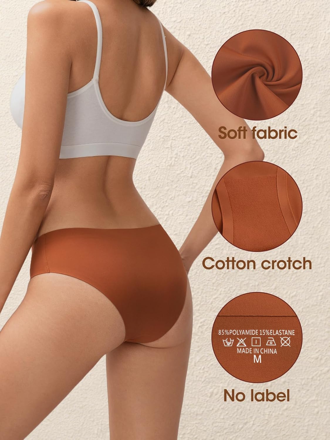 Women's Seamless Underwear No Show Bikini Panties Cheeky Low Rise Breathable Silky Invisible Briefs 6 Pack - Image 5