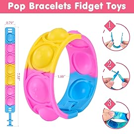 Pop Bracelets Fidget Toys Bulk Its 24 PCS Bear Bracelet Kids Party Favors Fidget Toy Pack Fidgets for Classroom Prizes Birthday Goodie Bag Stuffers Sensory Toys for Girls Boys