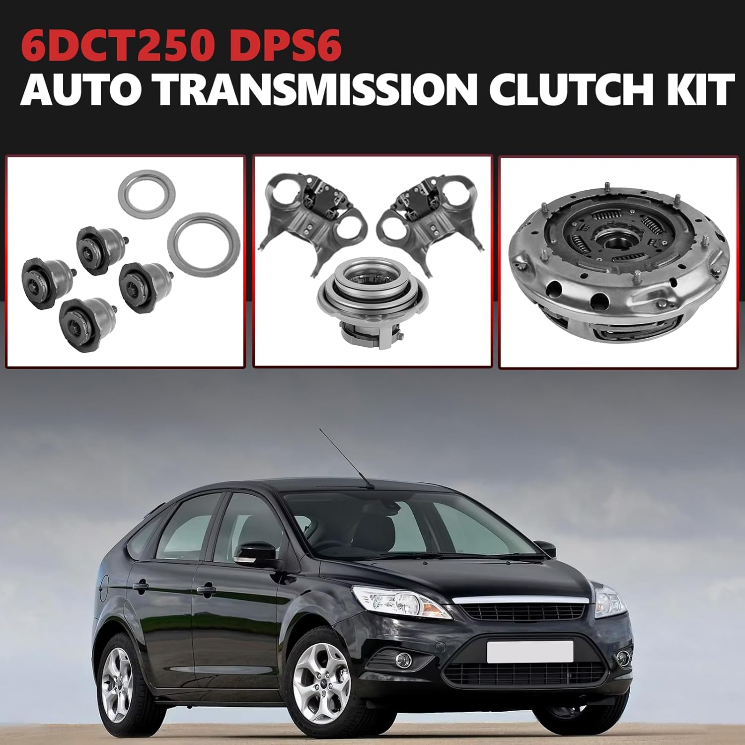 6DCT250 DPS6 Auto Transmission Dual Clutch Kit with Clutch Release Fork Lever Kit Compatible with Ford Focus 2011-up EcoSport 2013-up & Fiesta B-MAX 2012-up Replace 602000800