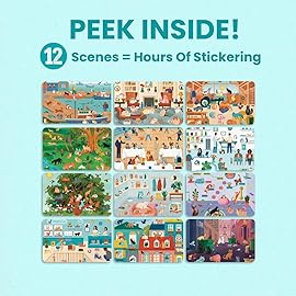 Cupkin Hello Cats Sticker Book Activity for Kids, Toddler Airplane Travel Essentials, 500+ Stickers for Kids 12 Scenes + Coloring Book Pages, Cat Gift Girls and Boys, Children\'s Crafts Ages 2-8