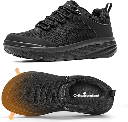 OrthoComfoot Mens Orthopedic Comfortable Diabetic Wide Shoes Wide Toe Box Arch Support Plantar Fasciitis Sports Sneakers,Fashion Casual Hammer Toes Shoes for Foot and Heel Pain Relief