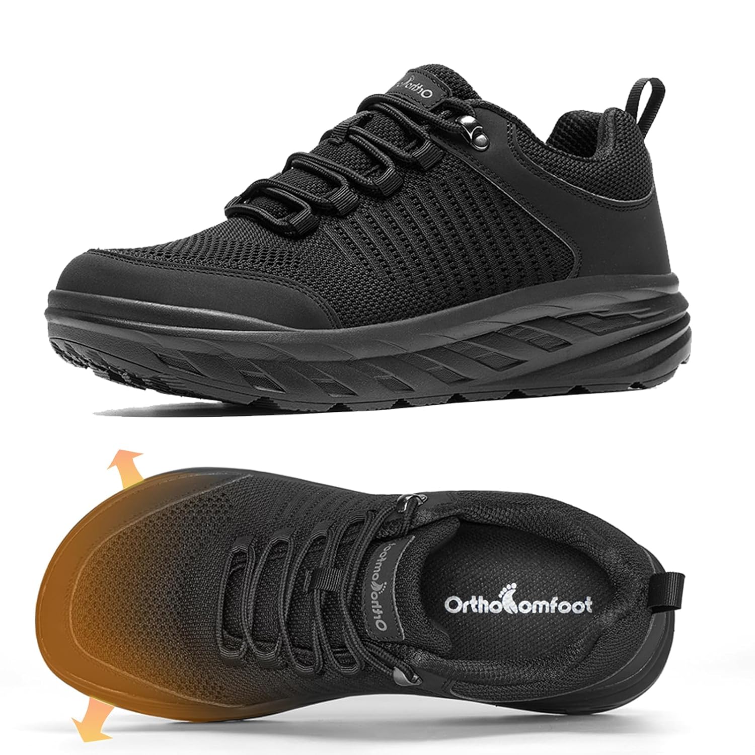 OrthoComfoot Mens Orthopedic Comfortable Diabetic Wide Shoes Wide Toe Box Arch Support Plantar Fasciitis Sports Sneakers Fashion Casual