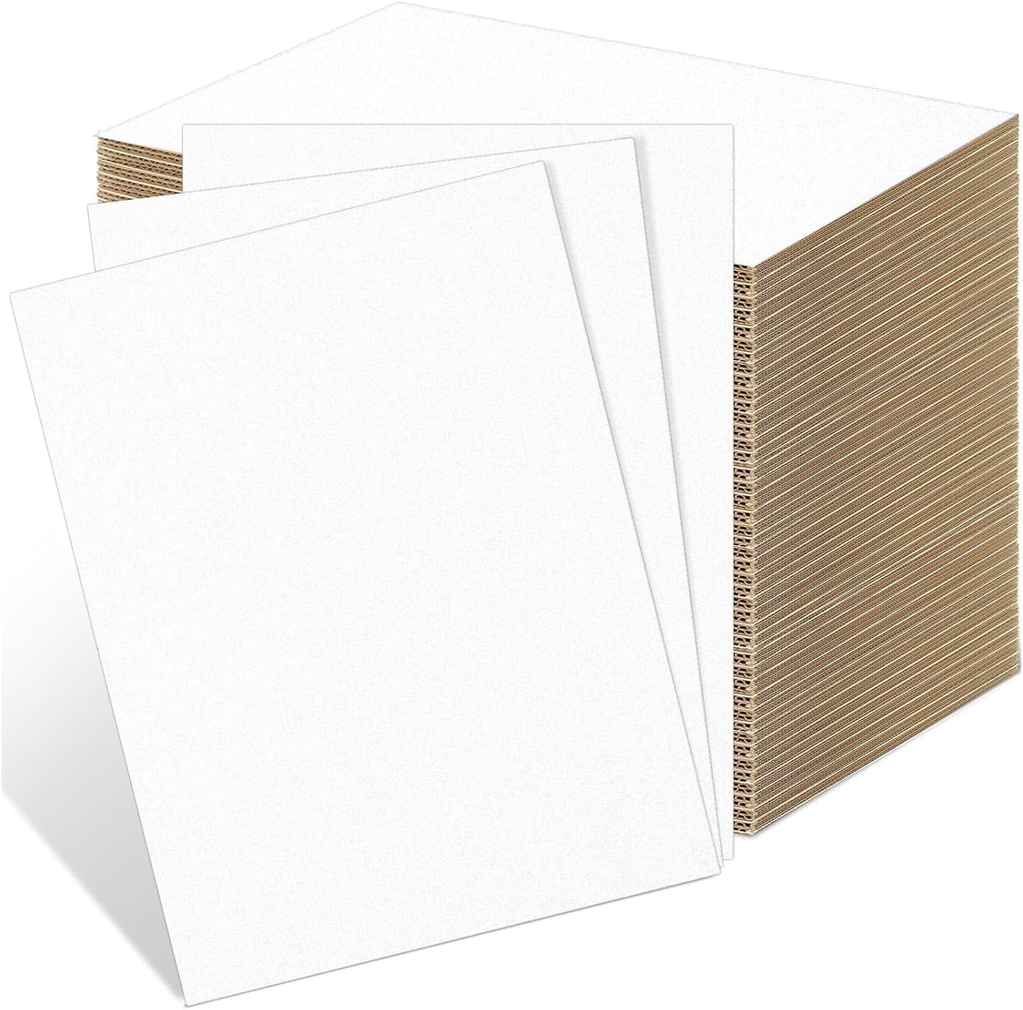 Ucanpack 150 Pack White (Kraft Back) Corrugated Cardboard Sheets 14x22", 1/8" Thick | Bulk Flat Inserts for Crafts, Shipping, Mailing, DIY Projects, Dividers, and Protective Packing | B Flute