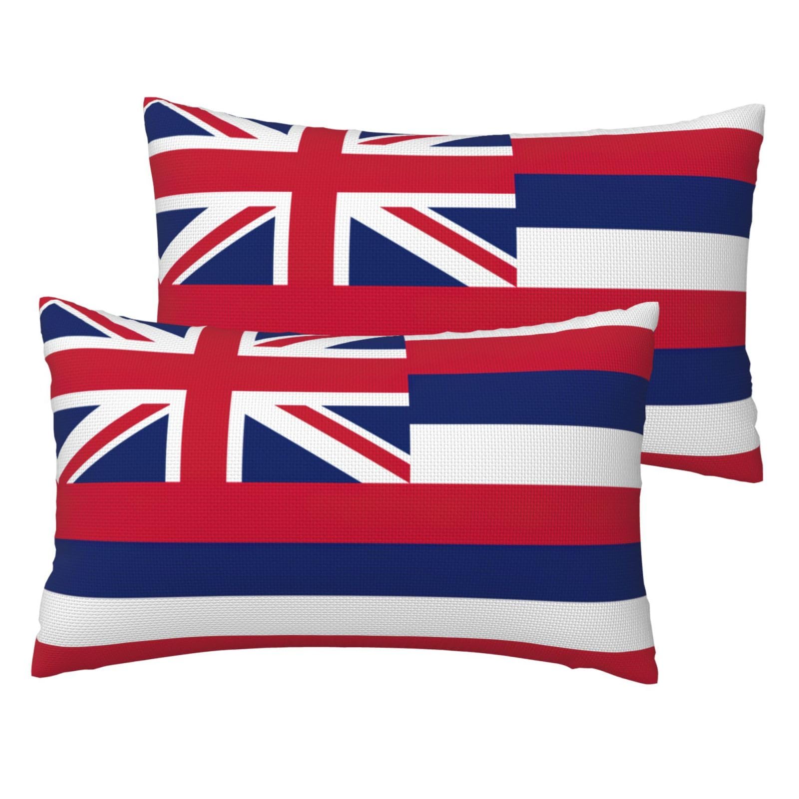 Hawaii Flag Print Throw Pillow Covers 30x50 Cm, Linen Cushion Covers, For Home Decor Sofa Couch Bed