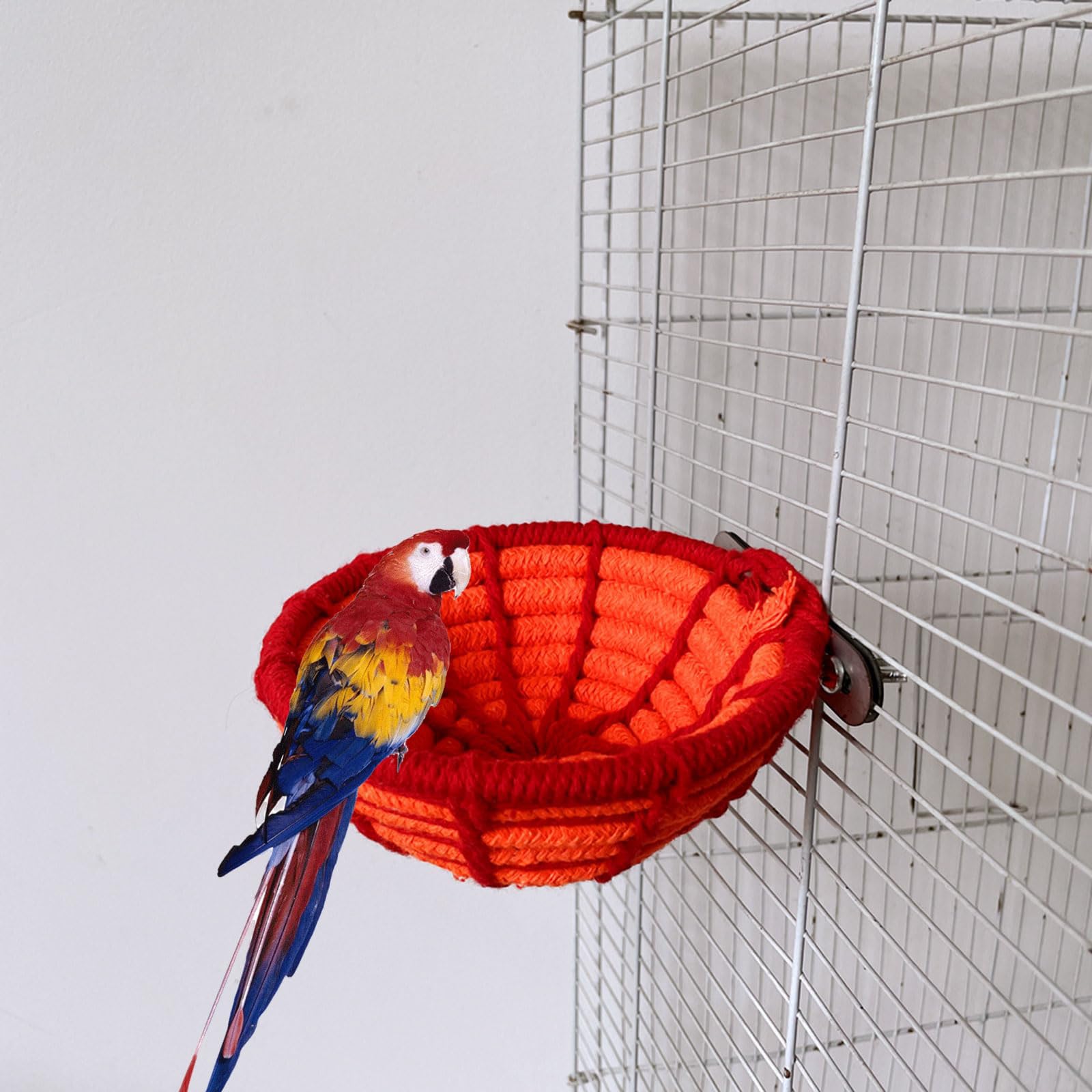 Cama para jaula de pájaros, cuerda de algodón, hamaca de nido de pájaros con montaje de tornillo, percha suave para loros para periquitos, tortolitos, cacatúas, conures y loros pequeños, accesorios de — view 4