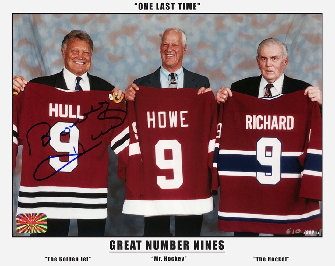 Three Great Nines // Maurice Richard, Gordie Howe // Signed