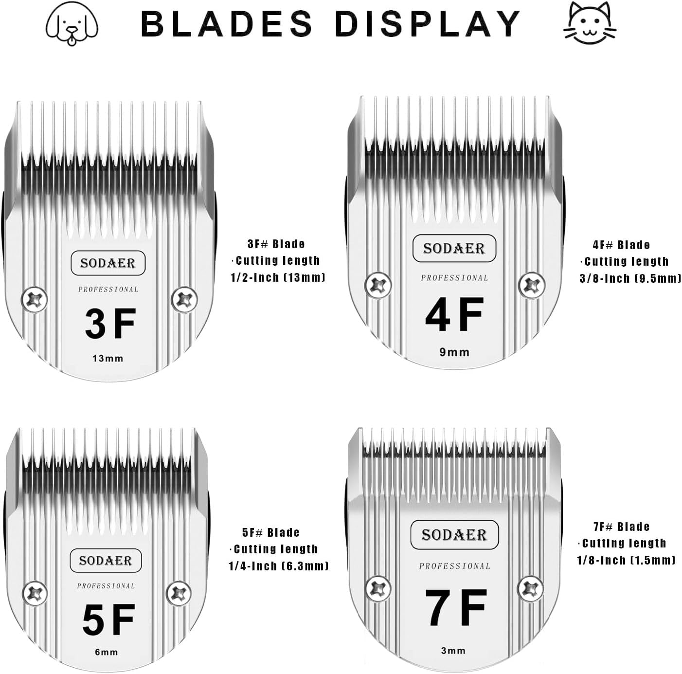 3F Detachable Pet Dog Grooming Clipper Ceramic Blade Compatible with Wahl Bravura .Chromado，Creativa，Figura Dog Clippers for Dogs Grooming，Size 3F Cut Length 1/2"(13mm), 2pack