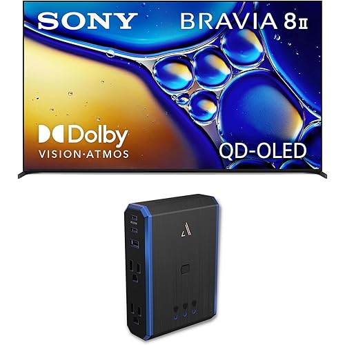 Sony K65XR80M2 65 Inch Bravia 8 QD-OLED 4K HDR Google TV with an Austere 5S-PS4-US1 4-Outlet Power (2025)