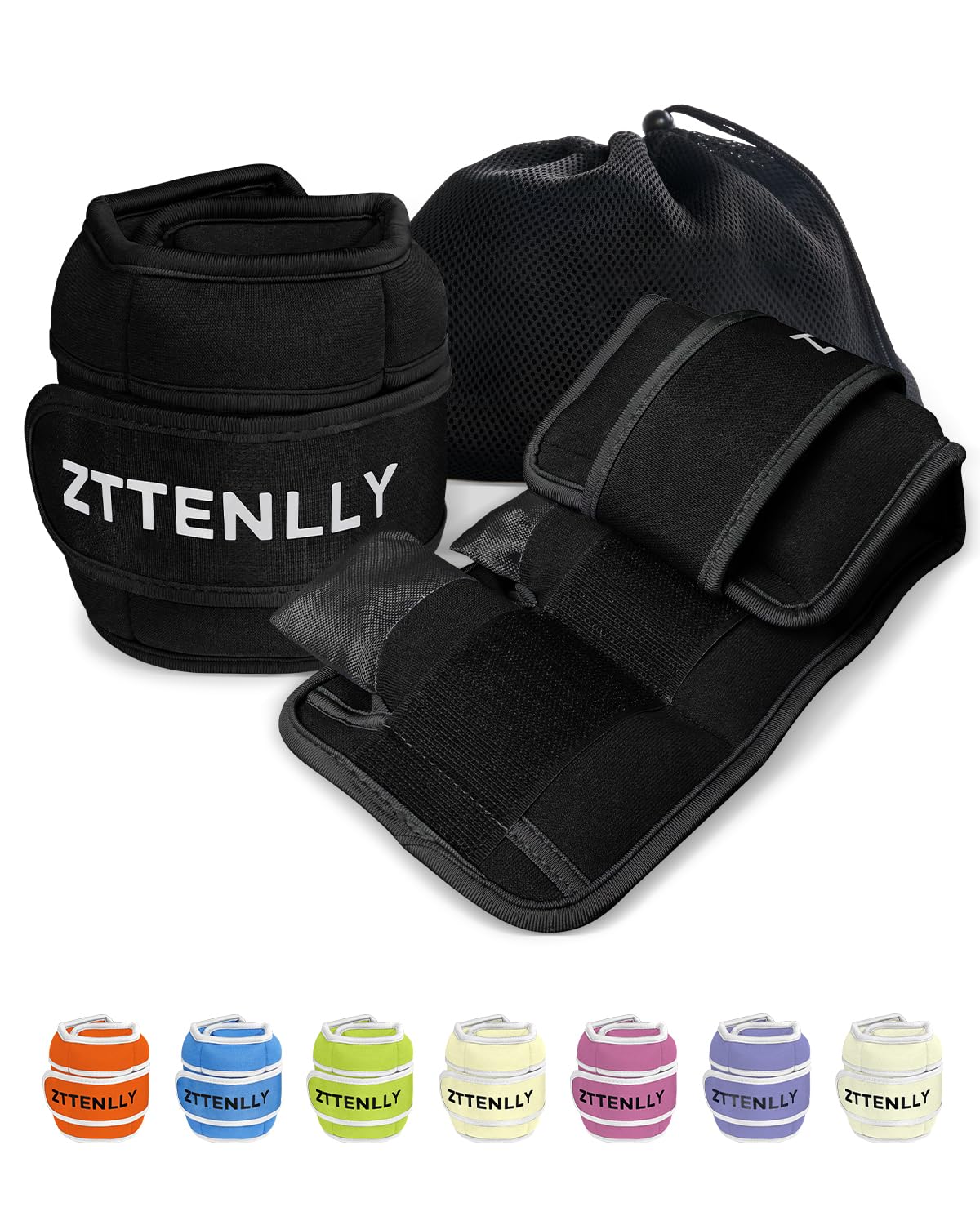 ZTTEN Adjustable Ankle Weights & Wrist Weights 0.9-4.5kg Neoprene Straps for Adults/Kids - Compact Design for Fitness, Yoga, Running