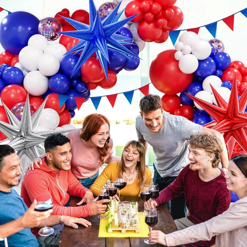 Czerwono-biało-niebieska girlanda balonowa, zestaw łuków, akcesoria do dekoracji na imprezę, na zakończenie szkoły, urodziny, imprezy karnawałowe, do dekoracji pomieszczeń