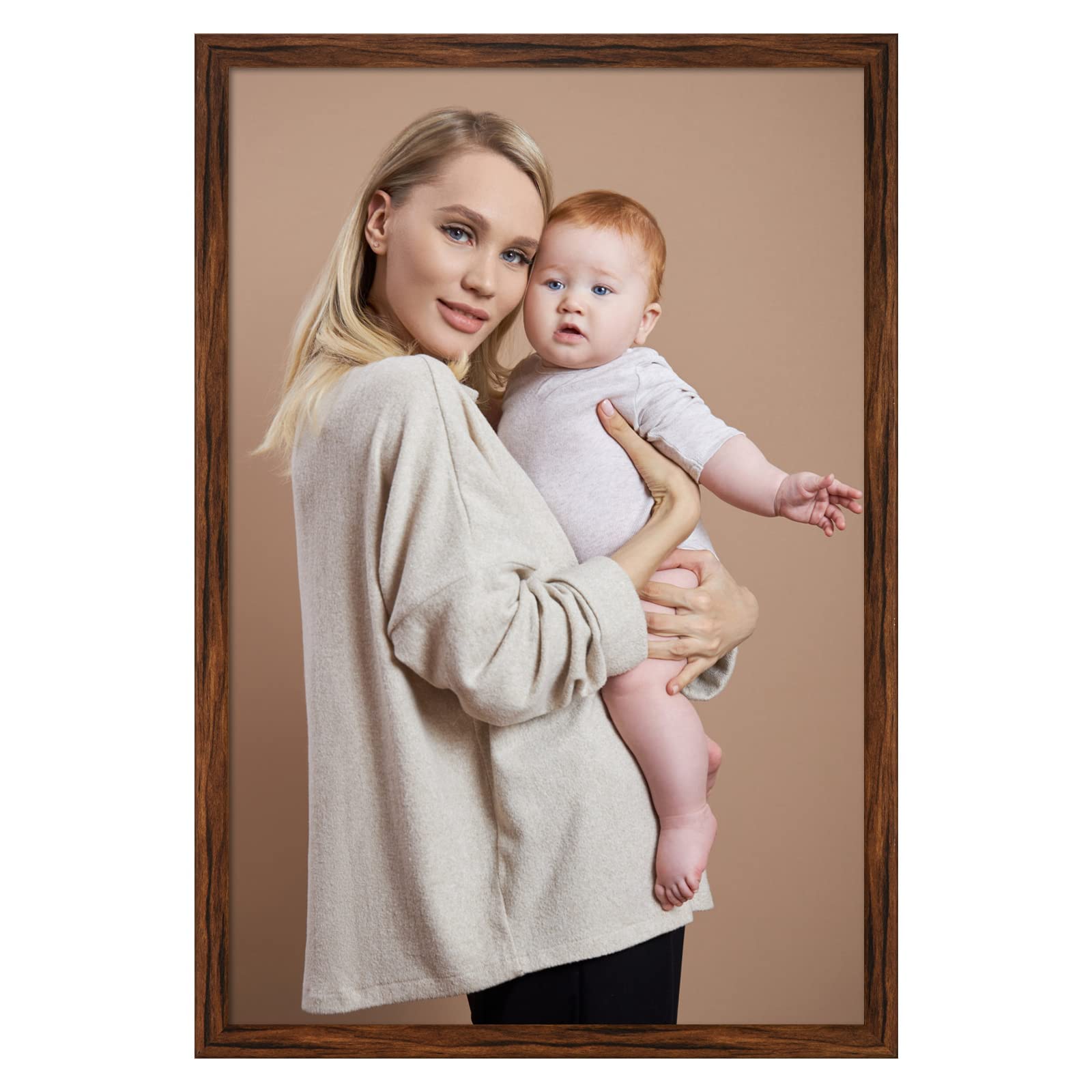 euwazram 24x36 Poster Frame - Single Frame, Rustic Walnut Poster Frames 24 x 36 Inches, 24x36 Frame for Artwork, Puzzles, Photos and Movie Posters