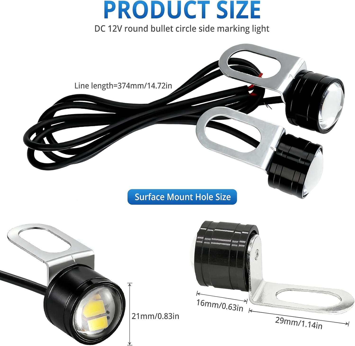2PCS 5730 3SMD Eagle Eye Daytime Running Light, Universal 12V LED Mirror DRL Lamp, Waterproof Mini Eagle Eye Light for Car Motorcycle ATV Scooter Modification Accessories, White image 5