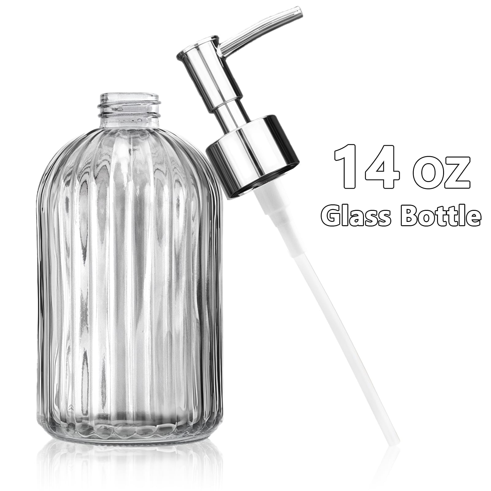 Confezione da 3 dispenser di sapone in vetro con pompa antiruggine, dispenser di sapone liquido ricaricabile da 400 ml, per bagno e cucina