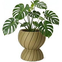 SOOQOO Large 3D Printed Modern Minimalist Planter Pots - 10 Inch Planter Pots with Drainage Plug - Large Flower Planter for Indoor Plants - Biodegradable Flower Planter for Home Garden Office Maki