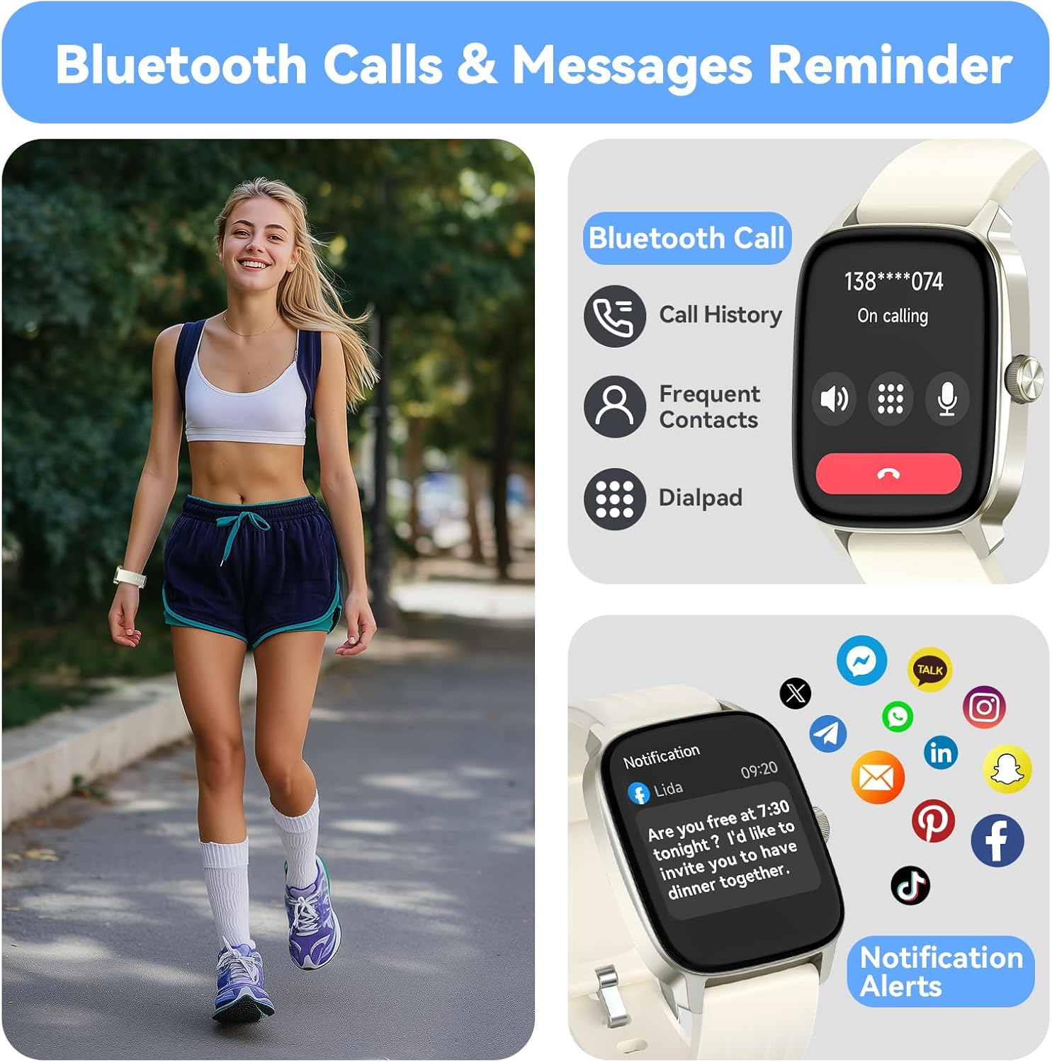 DAVIKO Pedometer Watch for Men Women Android & iPhone, 1.85″ Retina Display with Answer/Make Calls, Smart Watch with Pedometer, Calories & Step Counter, Waterproof Heart Rate/Sleep/SpO2 Monitor