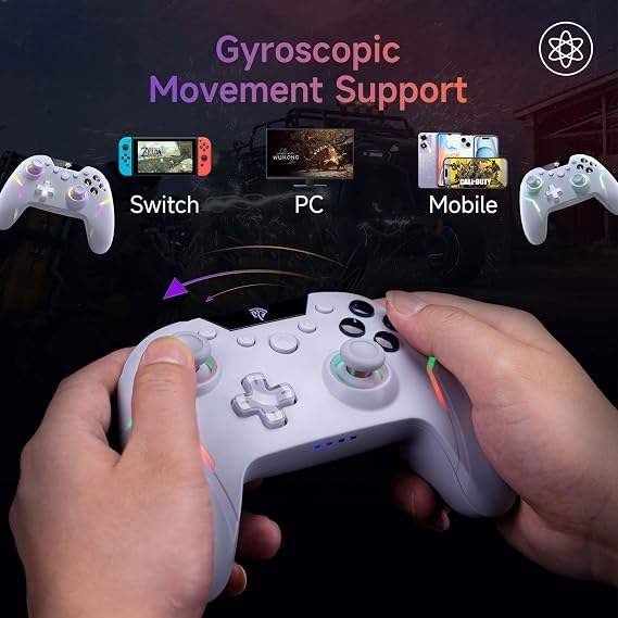 EasySMX X20 Game Controller - RGB Backlit, Dual Mechanical Triggers, 2-Stage Hall Stick, 1000Hz Polling Rate, 6-Axis Gyro on PC and Switch, Multi-Platform Compatible