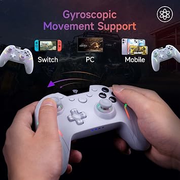 EasySMX X20 Game Controller - RGB Backlit, Dual Mechanical Triggers, 2-Stage Hall Stick, 1000Hz Polling Rate, 6-Axis Gyro on PC and Switch, Multi-Platform Compatible