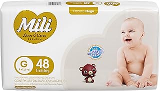 Mili Fralda Infantil Love & Care Tamanho G, Alta Absorção, Ajuste Confortável, 48 Unidades