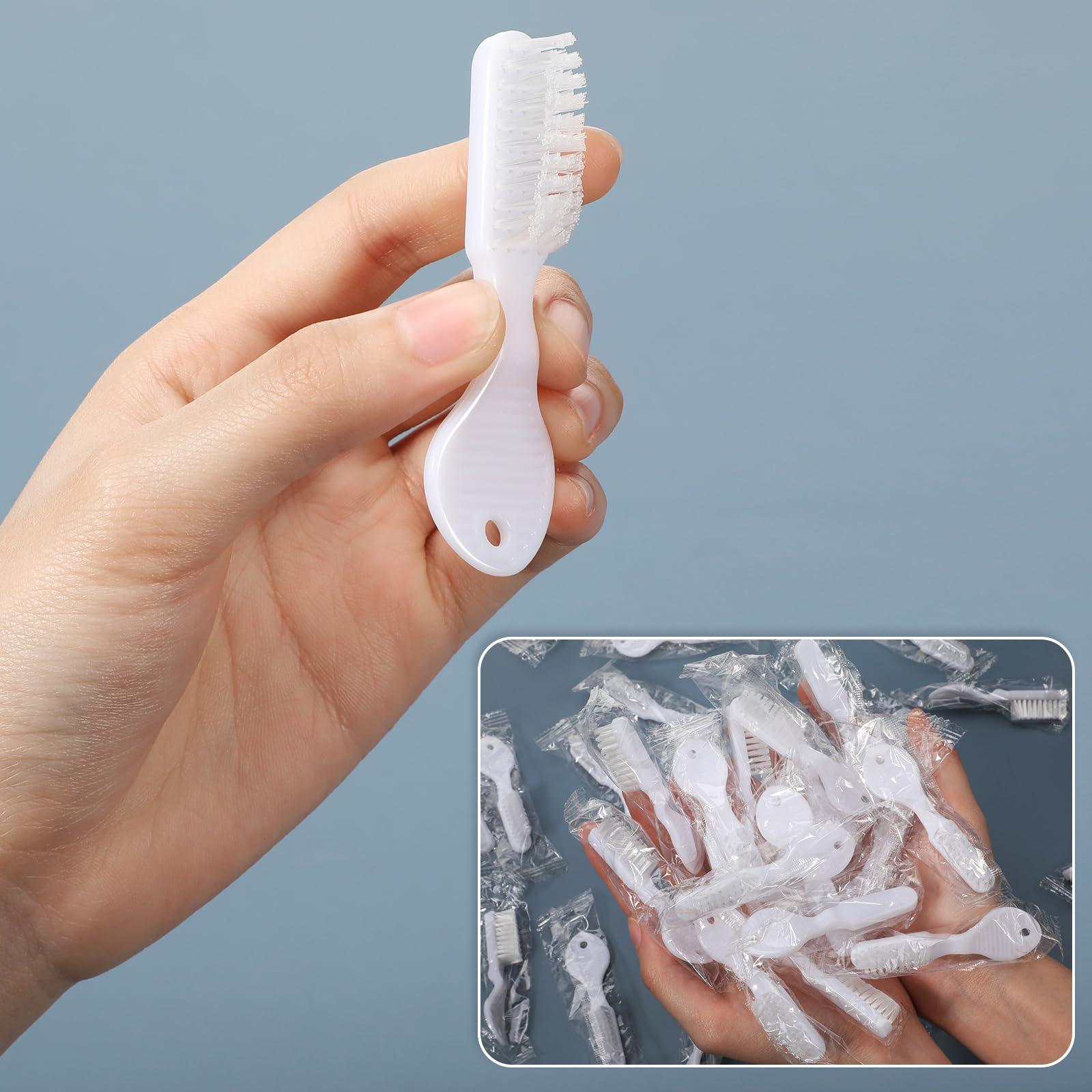 Patelai 200 spazzolini da denti con manico e impronte digitali, confezionati singolarmente, con manico corto, setole morbide per la pulizia dei denti portatile da viaggio, formato mini