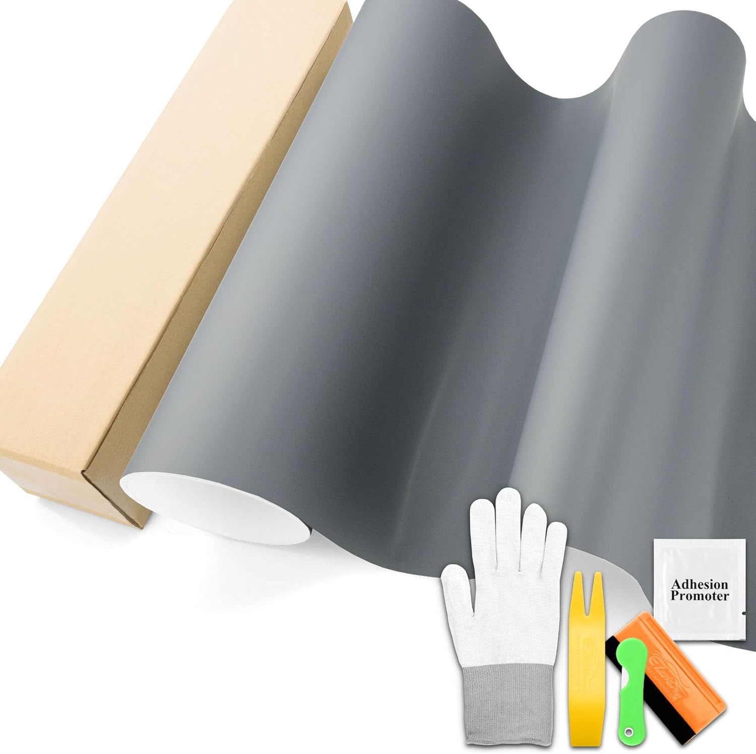 Nardo Gray Ultra Matte Flat Automotive Vinyl Wrap Car Vehicle Bubble Free Air Release with Tool Set 5FTx10FT