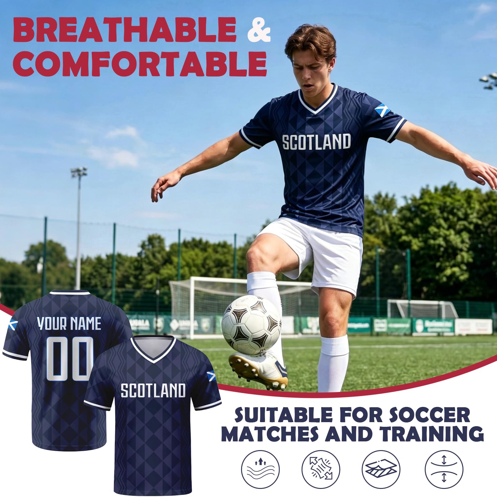 Generico Maglia Calcio Personalizzabile Mondiali 2026 con Nome e Numero, Divisa Allenamento Calcio Traspirante Unisex Adulto Bambino