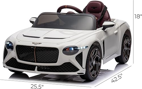 Miniatura 7 de Bentley Bacalar - Auto de juguete para niños con licencia de 12 V, recargable, 4 ruedas, con control remoto parental, pedal de pie, 2 velocidades,