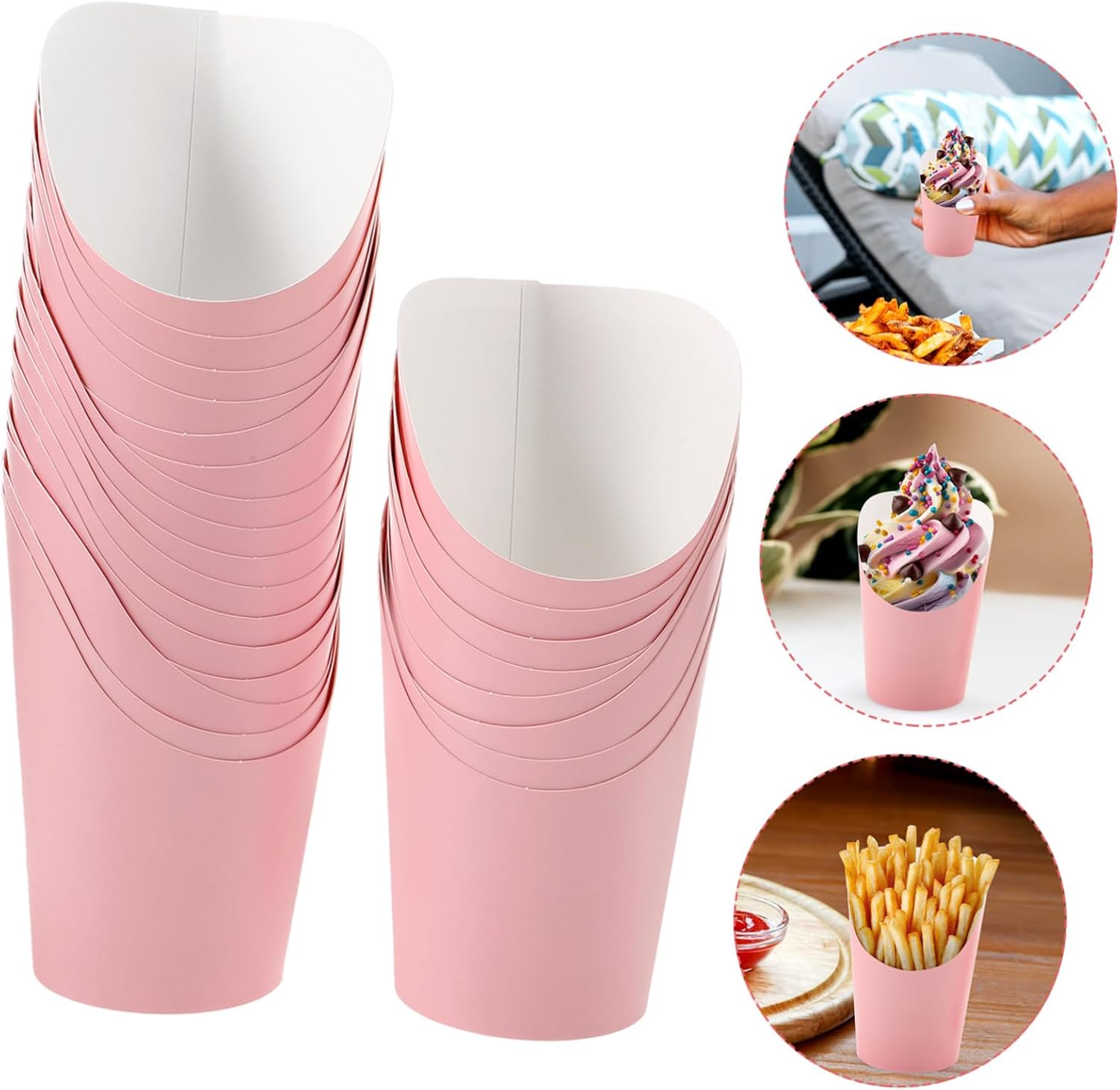 VALICLUD 3sets Disposable French Fries Cups Paper Snack Holders for Snacks Creative Containers for Fries Popcorn Candy and Desserts 100pcs*3