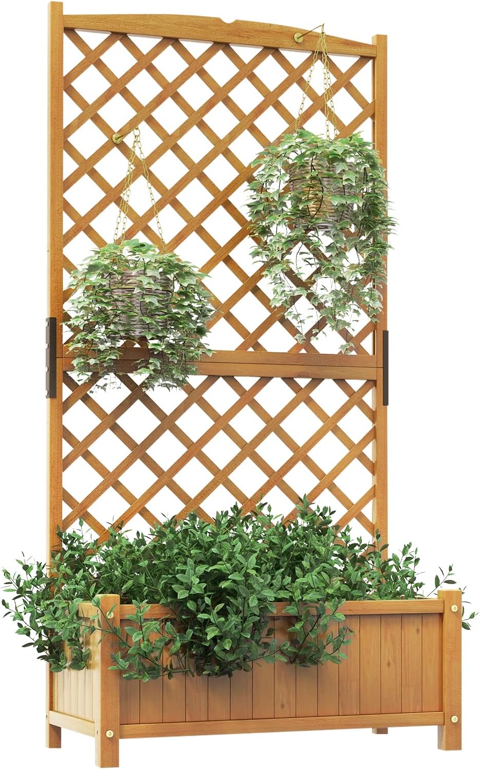 HAPPYGRILL Raised Garden Bed with Trellis Wooden Planter