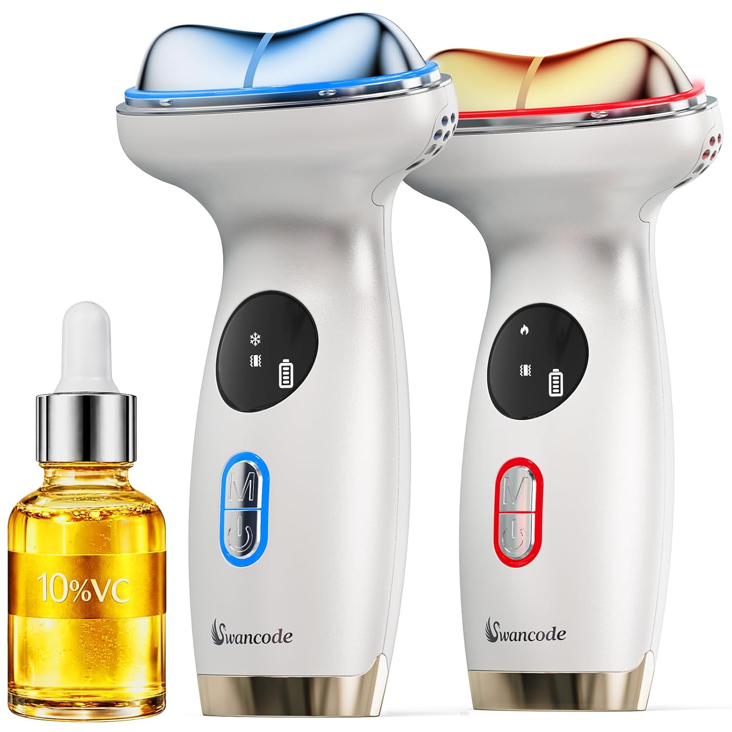 Cold & Heat Red Light Therapy with Serum - 7-in-1 LED Face Sculpting Tool for Depuffing, Sculpting, Lifting, Hot Electric Gua Sha & Cold Depuffing Wand for Face, Neck & Eye Area, Face&Neck Massager