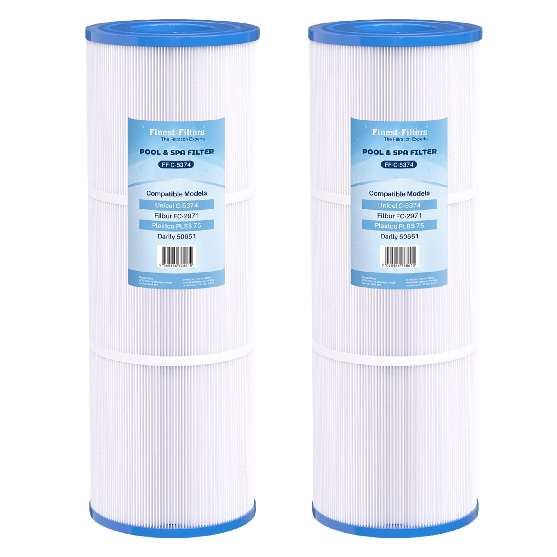 Finest-Filters 2 x Spa Filter Compatible with Unicel C-5374, Filbur FC-2971, Pleatco PLBS75 Hot Tub Spa Water Filter