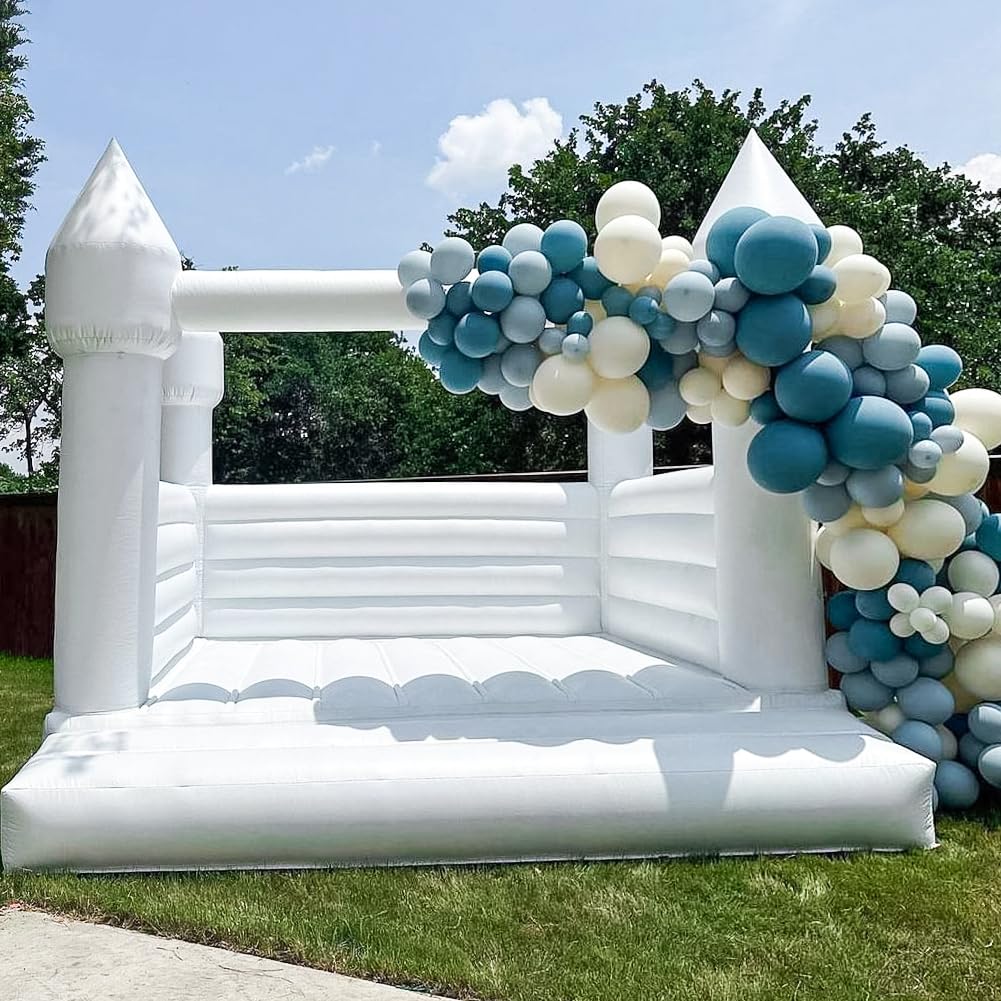Photo 1 of ****PARTIAL SET - AIR PUMP ONLY**** Inflatable White Bounce House Castle, 13x13x10ft Large Jumper PVC Bouncy House with Blower for Toddler Kids and Adults Indoor or Outdoor Wedding Birthday Party